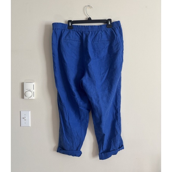 J Jill Love Linen Womens XL Pull On Pants Blue Coastal Stretch Coastal Boho - Picture 7 of 7